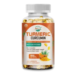 Turmeric Curcumin Supplement with BioPerine 95% Curcuminoids 1950mg with Black Pepper for Best Absorption, Best Natural Vegan Joint Support, Nature's Non-GMO Tumeric - 120 Capsules