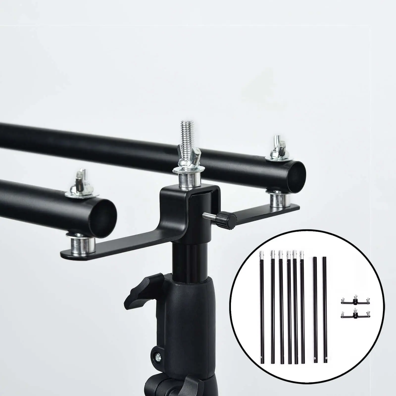 3-Way DIY Adjustable Triple Crossbar Kit with Mounting Brackets, 10ft Pipe & Drape Stand Support, Photography Accessories for Studio Backdrops, Exhibition Hang Accessories