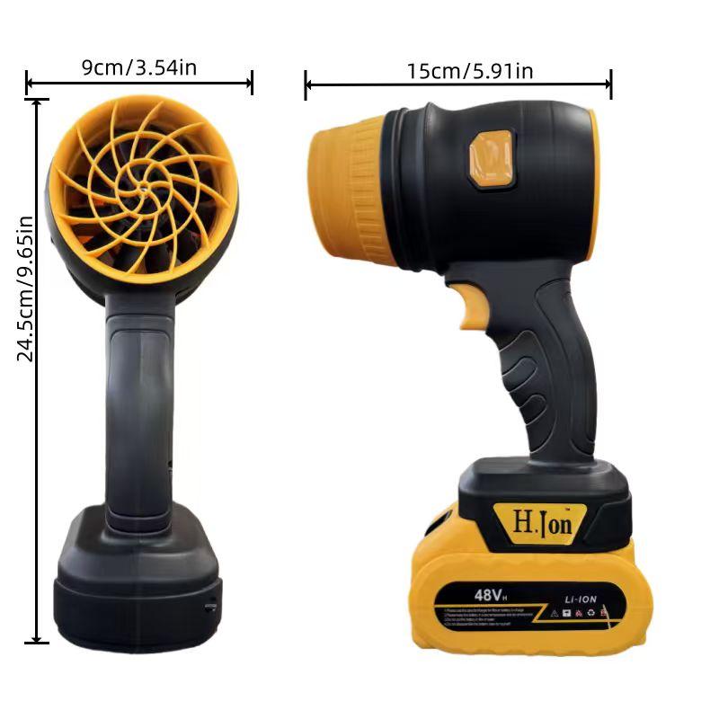 Cordless leaf blower, brushless dust collector, 3400 rpm, handheld electric dust collector for household cleaning, automobiles, and outdoor use. 21V mini dry blower fan, American standard two plug