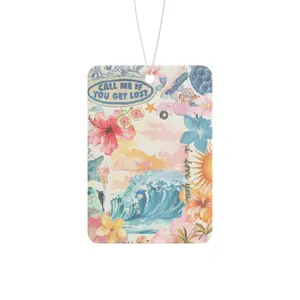 Rainbow Summer Call Me If You Get Lost I Love You Surf Preppy Collage Cute Girl Summer Ocean Colorful Beach Girls Car Air Freshener Hanging Car Decoration