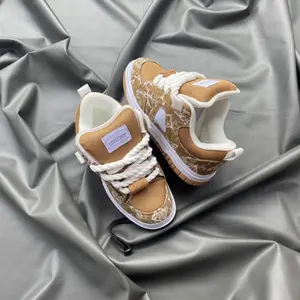 Men's Chunky Aesthetic Breathable All-Day Casual Cloth Board Sneakers - All-Seasons Thick Tongue Rubber Walking Trainers, Athletic Shoes in Coffee Khaki (Sizes 49-50) & Small Brown, Versatile Couple Footwear for Valentine's Day, Walking Shoes, Aesthetic C