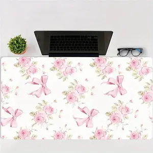Floral & Bow Pattern Mouse Pad, Rectangle Gaming Mouse Pad, Office Desk Keyboard Mat for Home Office Desk, Gaming Desk Accessory