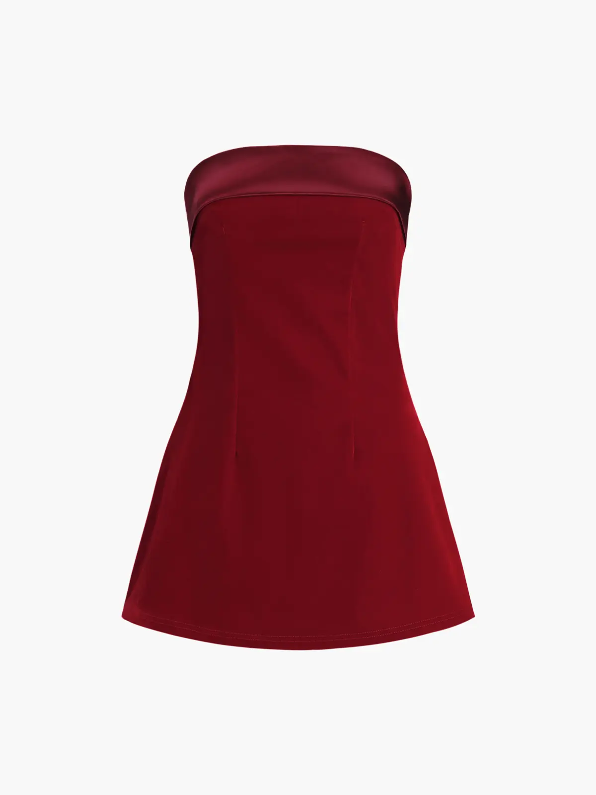 Women's Satin-Velvet Strapless Sleeveless Chic Elegant Lady Formal Short Dress, Wedding