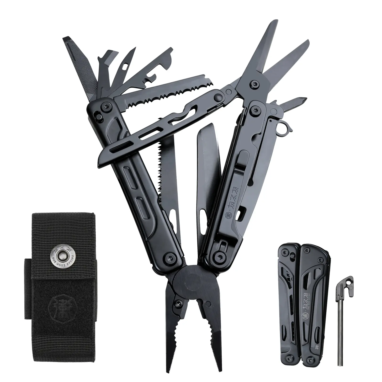 Xhandle MT-74 20-in-1 Folding Multitool - D2 Steel Knife, Pliers, Scissors, Screwdriver, Saw, Bottle Opener - Durable Heavy-Duty Lightweight Multifunctional Outdoor Tool - Camping, Home Repair - Father’s Day Gift for Men