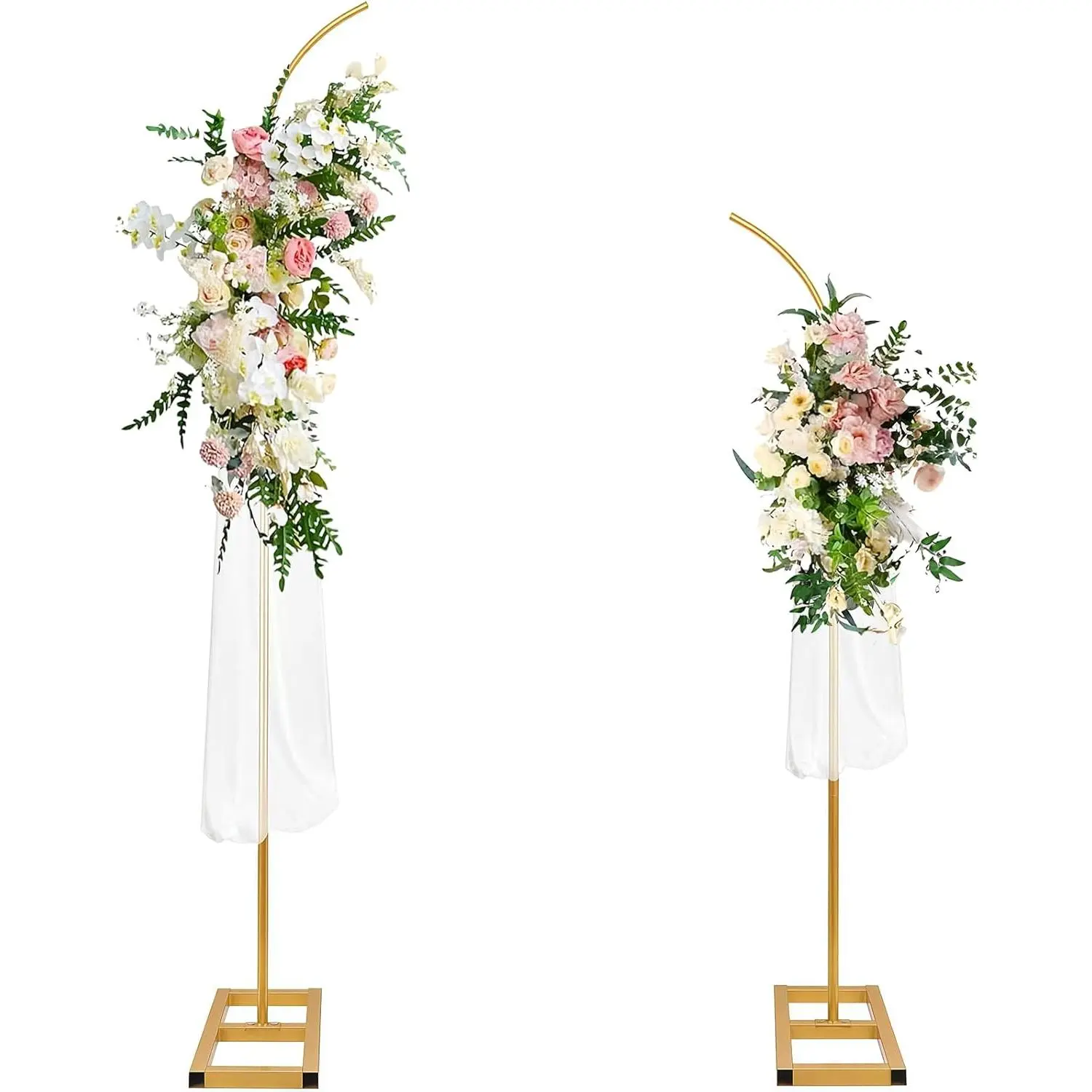 Balloon Arch Kit, Balloon Arch Stand Set of 2 with Metal Square Base Balloon Arch Frame Floral Half Arch Balloon Garland Stand for Ceremony Wedding Bridal  Shower Birthday Anniversary
