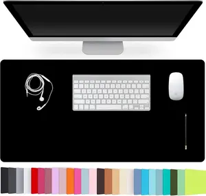 Leather Desk Pad Protector Non-Slip PU Leather Large Mouse Pad Easy Clean Writing Pad for Office Home Decor 23.6 x 13.7 Inch Black