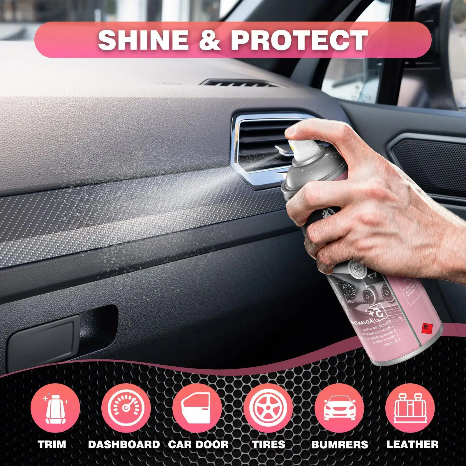 DONKEYPRO Interior Detailer Restorer Polishes for Leather Plastic Rubber 15 Oz Kit UV Protection Car Trim Dashboard Door Tires Bumpers Easy Cleaning S