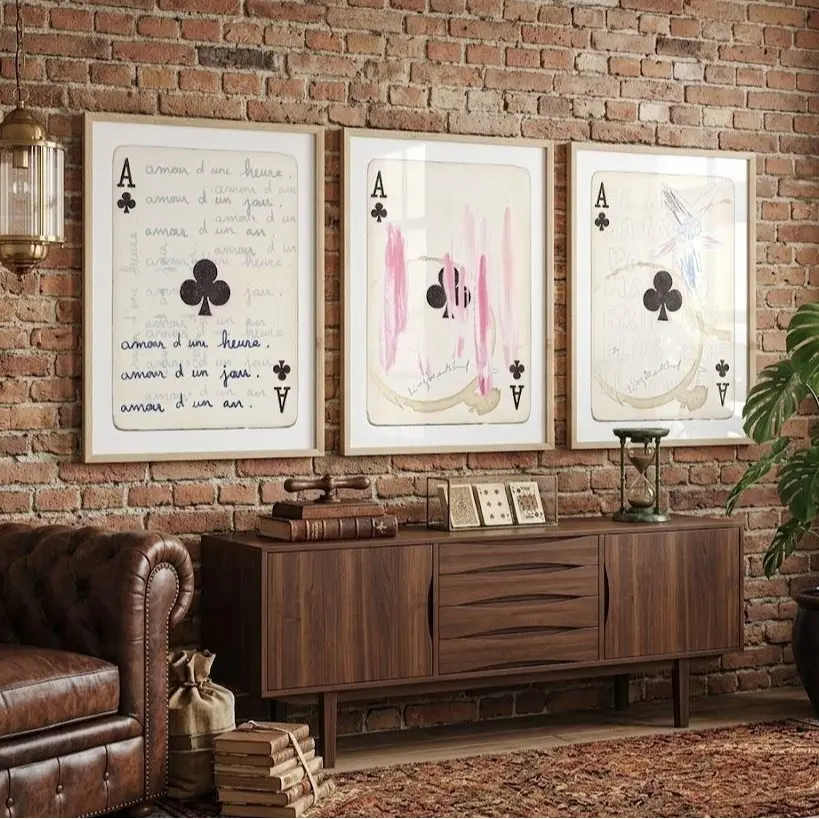 Ace of Clubs Wall Art Set of 3, Playing Card Prints, Eclectic Gallery Wall Decor, Modern Card Art, Printable Poster Set, Digital Download