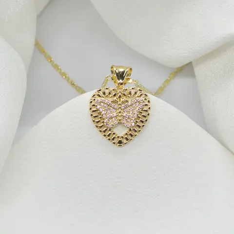 Elegant Heart Butterfly Necklace, Fashion Pendant Necklace with Synthetic Zircon, Hollow Design, Perfect for Women, Parties, Special Occasions, Valentine's Day Gift, Heart Shaped Necklace, Fashionable Accessory, Heart Design Jewelry, Love Necklace