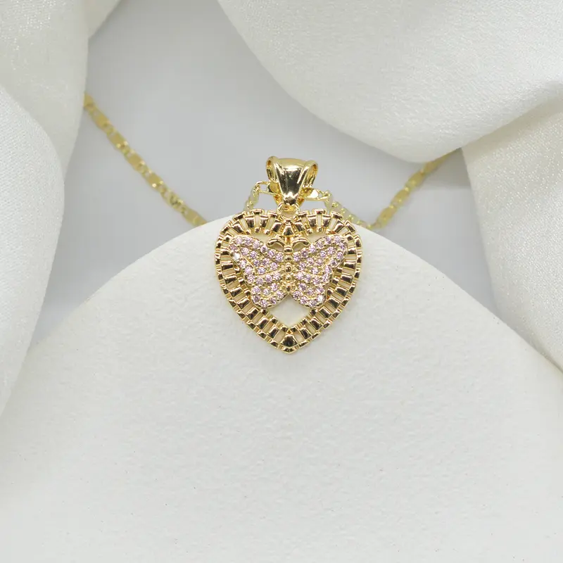 Elegant Heart Butterfly Necklace, Fashion Pendant Necklace with Synthetic Zircon, Hollow Design, Perfect for Women, Parties, Special Occasions, Valentine's Day Gift, Heart Shaped Necklace, Fashionable Accessory, Heart Design Jewelry, Love Necklace