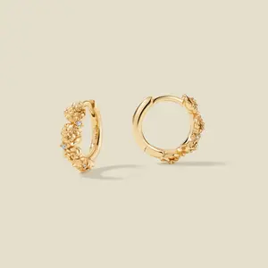 January CZ Birth Flower Huggie Hoop Earrings