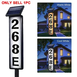 Solar-Powered House Number Light,Ground-Inserted Lawn Lamp,Outdoor Lighting,No Wiring Required,Automatically Lights Up at Night,Adjustable White/Warm Light,Address Plaque,Suitable for Homes,Mailboxes,Commercial Areas,Outdoor Garden-IP44