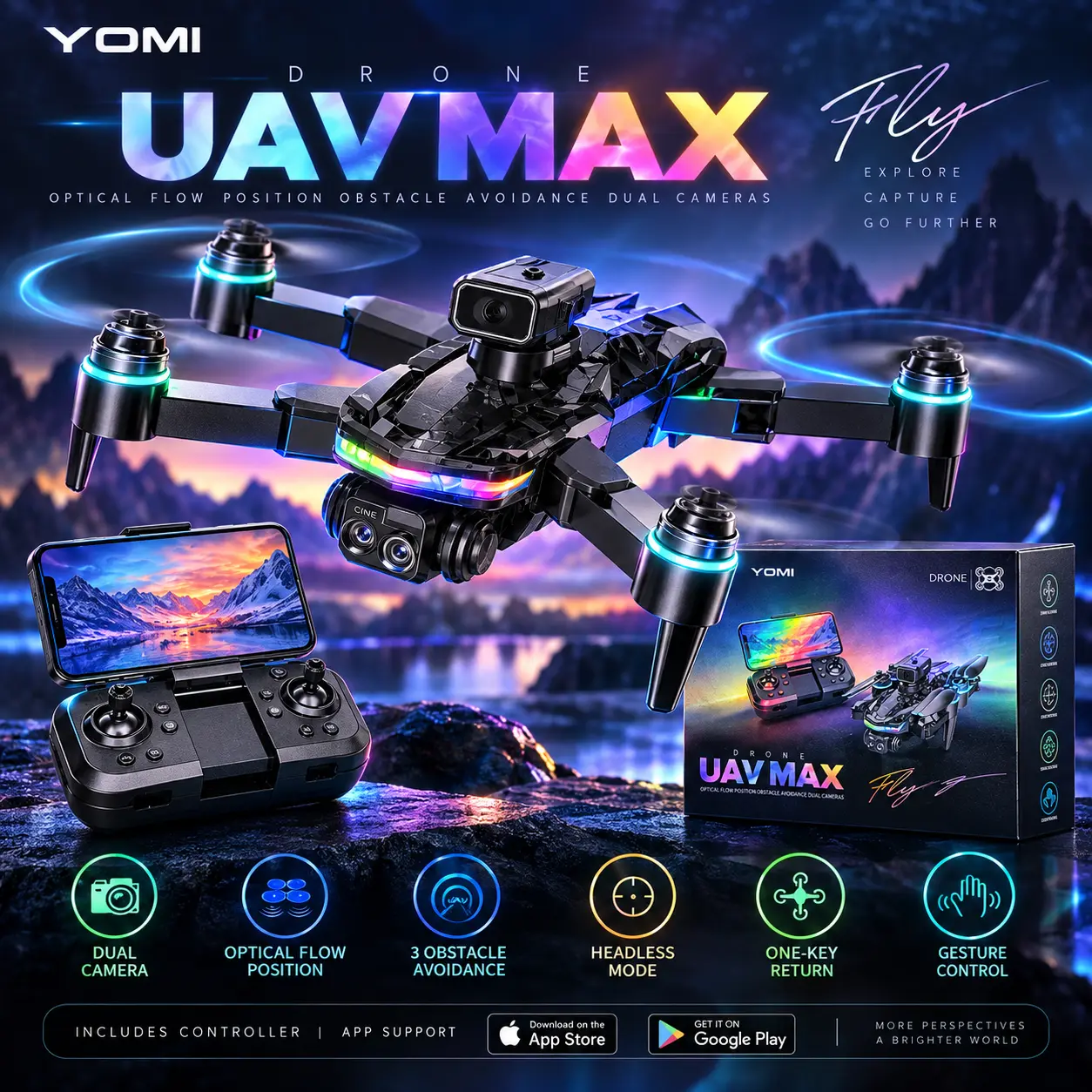 $799.99 MSRP YOMI UAV MAX Dual Camera Drone w/ Controller & App Support