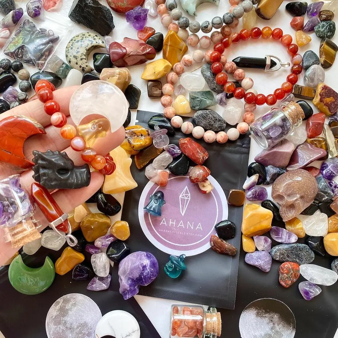 Spooky Crystal Pouch Halloween Themed Crystals Gift Pouch (4.5-5.0oz) Halloween Spooky Theme Crystal Mix