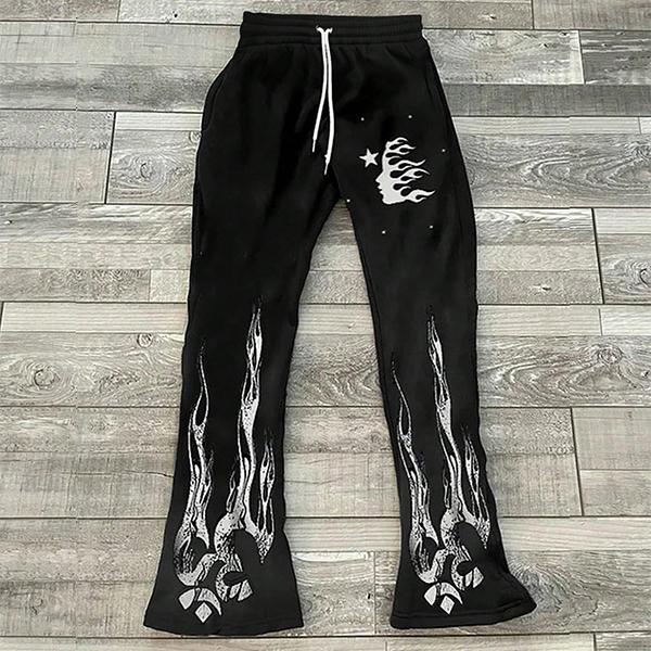 Men's Streetwear Graffiti Hip Hop Trousers with Dove & Virgin Mary Print Loose Fit Straight Wide Leg Unisex Couple Style January Clothing