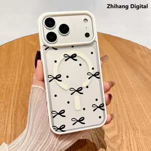 Magnetic Protective Case for iPhone 17 Pro Max 17Air 16 Plus 15 14 13 12 11, Elegant Black Bow Design |   Shockproof, Silicone, Stylish, Trendy, and Scratch Resistant