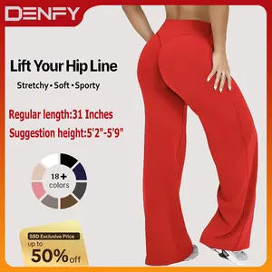 DENFY SoftMotion Straight Leg Bottoms 31" Inseam High Waisted Joggers for Women Fitness Gymwear Sportswear Yoga Pants Workout Comfortable Waistband