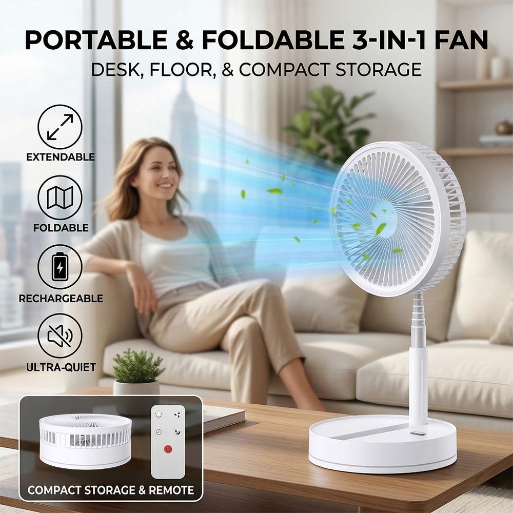 [Flash Sale]Foldable USB-Powered Desk Fan - 360° Rotation, 3 Speed Settings, 8000mAh Ultra-Long Battery Life, 105cm Max Height, Quiet Operation, Portable Oscillating Fan for Bedrooms, Offices