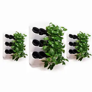BOXSAND-36 Vertical Wall Planter Set of 3 (24"x74") – Living Wall Planters for 36 Plants, Indoor/Outdoor Vertical Garden System, Easy 6-Screw Install (White with Black Pots)