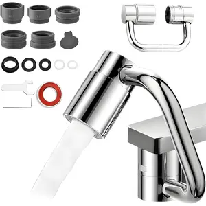 Swivel Faucet Extender, 2 Sprayer Modes, Universal 360? Swivel Multifunctional Aerator, Sink Water Faucet Extension Filter, Kitchen Bathroom, Robotic Arm in Brass