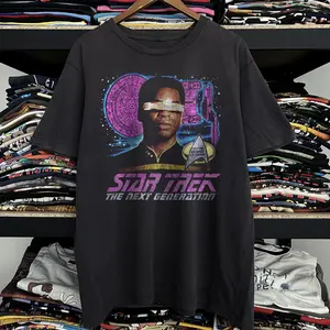 Vintage Star Trek The Next Generation - Lieutenant Geordi La Forge Graphic T-Shirt - Design & Printed In The USA