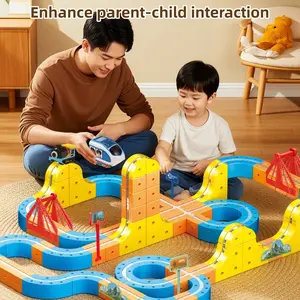 Electric train set of 83pcs DIY electric track toy car, electric train set, children's puzzle toy track car, 3D magic flexible track suitable for children aged 3, 4, 5, 6, 7, 8 years old, racing track anti gravity, educational STEM learning toys for boys