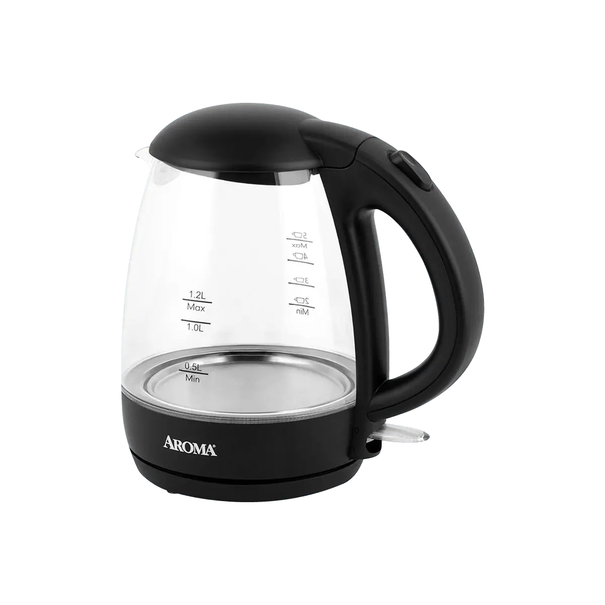 AROMA 1.2L Electric Glass Kettle with Auto Shut Off & LED Blue Light - Fast Boil Water