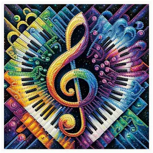 Music Notation Pattern DIY Diamond Arts Colorful Painting Kit without Frame, 5D Special Shape Diamond Art Kit for Beginners, Wall Art Decor for Home