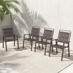 【Summervibes】Outdoor Dining Chairs Set of 4, Metal Patio Chairs Set with Armrest 350LBS Capacity Outdoor Furniture Set for Pool Deck Lawn Backyard Summervibes
