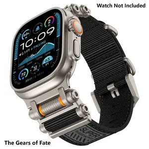Rugged Nylon Sport Band Smart Watch Straps for Apple Watch Ultra 2/Ultra – Military-Grade Durable & Sweatproof with Stainless Steel Connector – Fits Series 10-3/SE (42mm/44mm/45mm/46mm/49mm) -Watch Not Included -Black