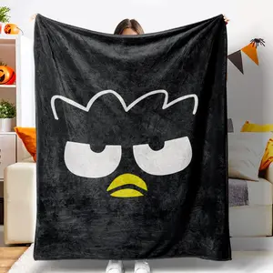 1pc Hello Kitty BADTZ-MARU Anime Blanket- Ultra-Soft Flannel All-Season Lightweight Throw, & Cute Character Design with Iconic Hello Kitty Face& BADTZ-MARU Text, Multi-Use for Bed, Sofa, Suitable as a gift sizes 60*80,30*40 ,40*50 50*60