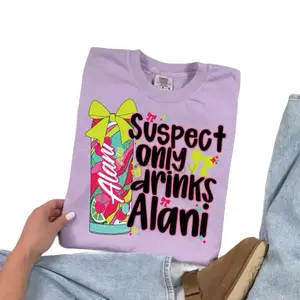 Suspect only drinks TShirt  – Cute Purple Energy Drink Graphic Tee/Sweater, Gym Girl Clean Aesthetic Outfit