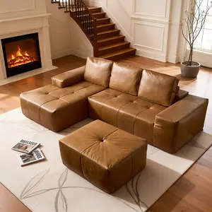 【2 Packages Shipping】XIZZI 104" L/U -Shape Modular Couch with Chaise Plush Corduroy Fabric No Assembly Required Modern Living Room Furniture