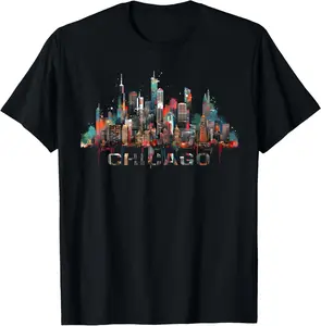 100% Cotton Chicago City Downtown Skyline Men's Women's T-Shirt