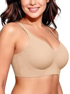 Jelly Bra For Women Plus Size, Full Coverage Push-Up Side Support, Wireless Wide Straps Natural Lift, Minimizing Seamless T-Shirt Bralette, Mesh Breathable Fabric, Work Casual Lingerie, Perfect For Mother's Day Gift Choice