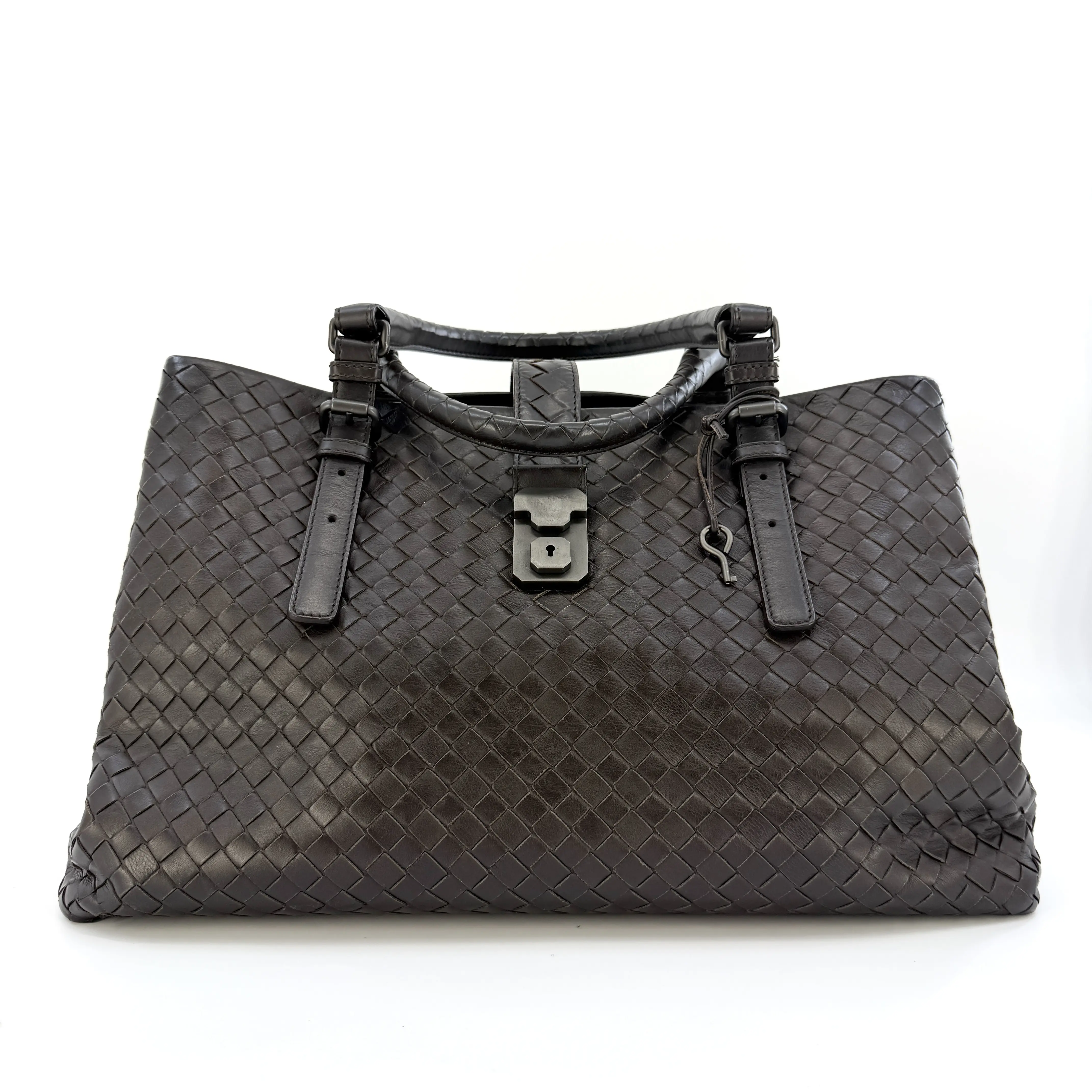 Pre-owned BOTTEGA VENETA leather Tote Bags Moro Intrecciato Light Calf Roma Bag B00236