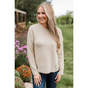 Cause A Commotion Knit Sweater- Oatmeal