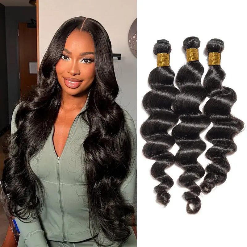 Asteria Hair Loose Wave Bundles Brazilian Virgin Human Hair Extensions Natural Black Color Silky and Full 1 Pack=1 Bundle