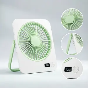 1pc rechargeable USB mini desktop fan, power display, 5-speed ultra quiet personal cooling fan, foldable handle portable fan, suitable for office, home, bedroom, travel, camping