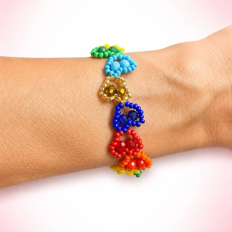 Pulsera corazon cristal de $12 - Beaded bracelets hand made in Mexico - hecho a mano - artesanía mexicana