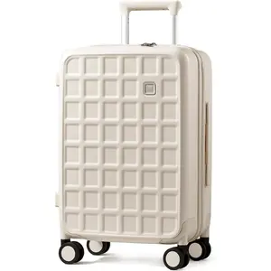 Carry  Luggage 22x14x9 Airline Approved with 8 Spinner Wheels, 20 Inch Lightweight Luggage with TSA Lock,  PC Hard Shell Travel Luggage Suitcases for Men Women, Coconut White