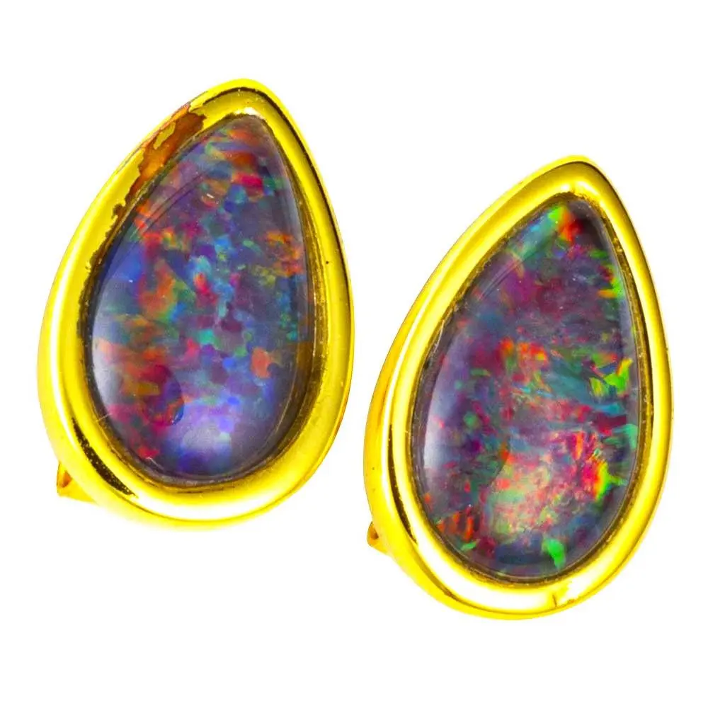 WINTER BERRY 18KT YELLOW GOLD PLATED AUSTRALIAN OPAL STUD EARRINGS