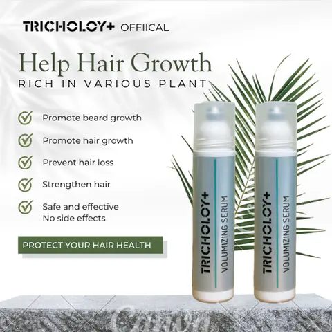Tricholoy Hair Growth Roll-On Leave-In Liquid Serum 2-Pack (Haircare) for Men & Women - 3% Rosemary, Pea Sprout, Moringa, Precision Scalp Applicator, Paraben-Sulphate-Free, Non-Oily, DHT Blocker, Julian River Anti Hair Loss Solutions