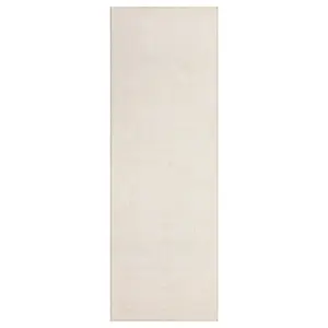2 x 6 ft Low Pile Beige Polyester Rectangular Runner Rug, Non-Slip, Machine Washable, Modern Floral & Solid Design, for Laundry, Bathroom, Kitchen, Low Pile Rug