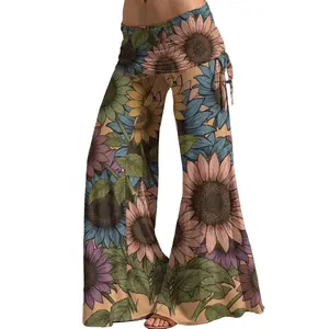Sunflower Child All-Over Print Women's High Waist Wide Leg Pants Yoga Gardening Pants