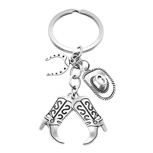 Cowboy hat boots horseshoe keychain personalized western cowboy keychain bag pendant