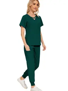 Work Uniform Set Workwear Solid Color Uniforms Hotel Janitor Chef Cook Nursing Scrub Suit for Women Men Hospital Working Scrubs