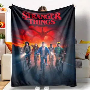 Retro Adventure Flannel Blanket Vintage Bicycle Ride Print Soft Warm Cozy Lightweight for Sofa Bedroom Office Travel Camping Gift tiktokshopspringglowup