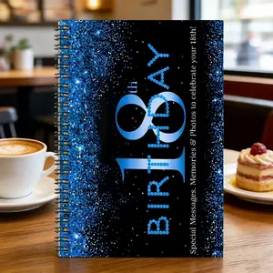 18th Birthday Guest Book, Blue Glitter Memory Book for Messages, Photos & Celebrations, Perfect Gift for Party Guests