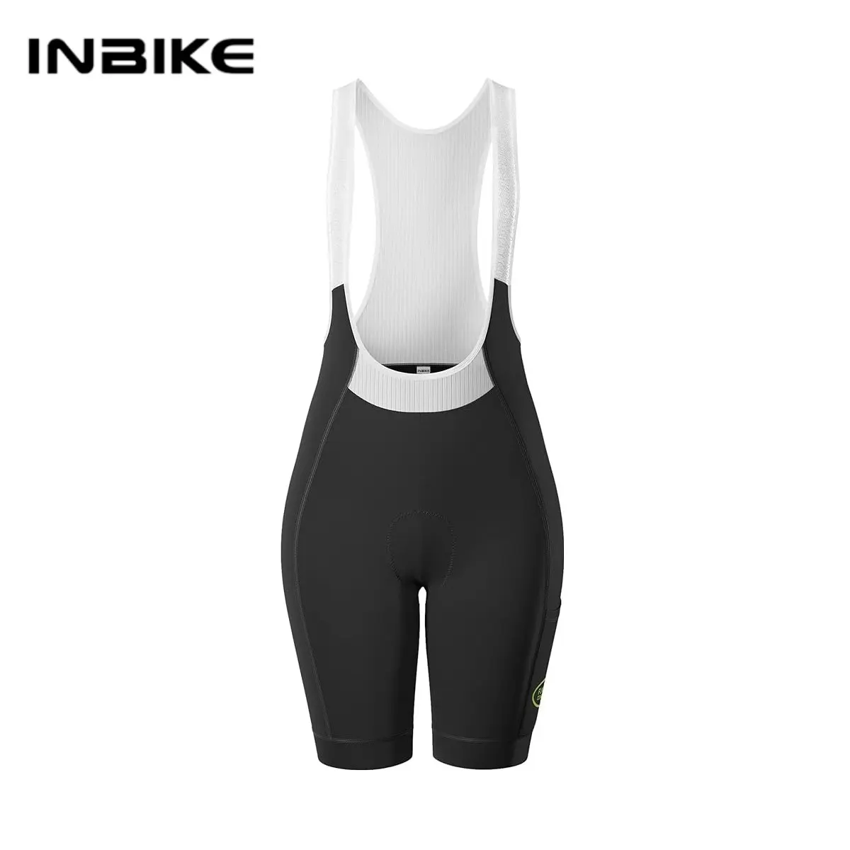 INBIKE Women's High-Waisted Padded Bib Biking Shorts with Straps - Secure Fit, Shock-Absorbing Summer Bottoms for Mountain Bike Riding, Cycling, Female, Active, Cold Wash, Hand Wash Only, Nylon Blend